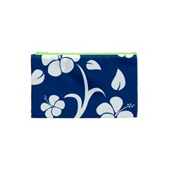 Blue Hawaiian Flower Floral Cosmetic Bag (xs) by Mariart