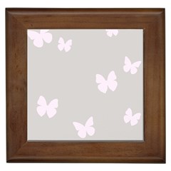 Butterfly Silhouette Organic Prints Linen Metallic Synthetic Wall Pink Framed Tiles by Mariart