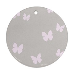 Butterfly Silhouette Organic Prints Linen Metallic Synthetic Wall Pink Ornament (round) by Mariart