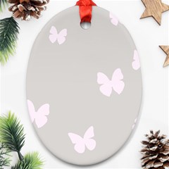 Butterfly Silhouette Organic Prints Linen Metallic Synthetic Wall Pink Ornament (oval) by Mariart