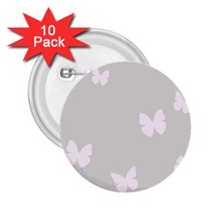 Butterfly Silhouette Organic Prints Linen Metallic Synthetic Wall Pink 2 25  Buttons (10 Pack) 