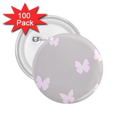 Butterfly Silhouette Organic Prints Linen Metallic Synthetic Wall Pink 2 25  Buttons (100 Pack) 