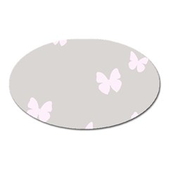 Butterfly Silhouette Organic Prints Linen Metallic Synthetic Wall Pink Oval Magnet by Mariart