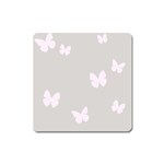 Butterfly Silhouette Organic Prints Linen Metallic Synthetic Wall Pink Square Magnet Front