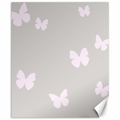 Butterfly Silhouette Organic Prints Linen Metallic Synthetic Wall Pink Canvas 8  X 10  by Mariart