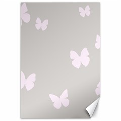 Butterfly Silhouette Organic Prints Linen Metallic Synthetic Wall Pink Canvas 12  X 18   by Mariart