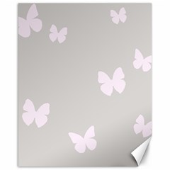 Butterfly Silhouette Organic Prints Linen Metallic Synthetic Wall Pink Canvas 16  X 20   by Mariart