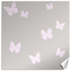 Butterfly Silhouette Organic Prints Linen Metallic Synthetic Wall Pink Canvas 20  X 20   by Mariart