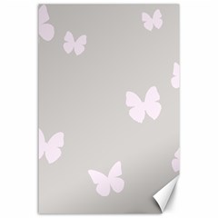 Butterfly Silhouette Organic Prints Linen Metallic Synthetic Wall Pink Canvas 24  X 36  by Mariart