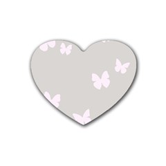 Butterfly Silhouette Organic Prints Linen Metallic Synthetic Wall Pink Heart Coaster (4 Pack)  by Mariart