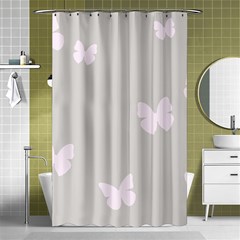 Butterfly Silhouette Organic Prints Linen Metallic Synthetic Wall Pink Shower Curtain 48  X 72  (small) 