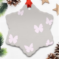 Butterfly Silhouette Organic Prints Linen Metallic Synthetic Wall Pink Ornament (snowflake) by Mariart