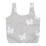 Butterfly Silhouette Organic Prints Linen Metallic Synthetic Wall Pink Full Print Recycle Bags (L)  Front