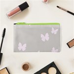 Butterfly Silhouette Organic Prints Linen Metallic Synthetic Wall Pink Cosmetic Bag (XS) Front