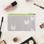 Butterfly Silhouette Organic Prints Linen Metallic Synthetic Wall Pink Cosmetic Bag (XS) Back