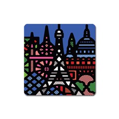 7 Wonders World Square Magnet by Mariart