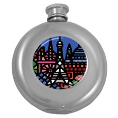 7 Wonders World Round Hip Flask (5 Oz) by Mariart