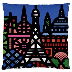 7 Wonders World Large Flano Cushion Case (one Side) by Mariart