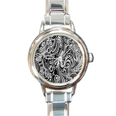 Black White Shape Round Italian Charm Watch