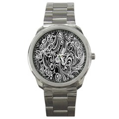 Black White Shape Sport Metal Watch by Mariart