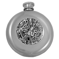 Black White Shape Round Hip Flask (5 Oz) by Mariart