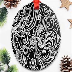 Black White Shape Oval Ornament (two Sides)