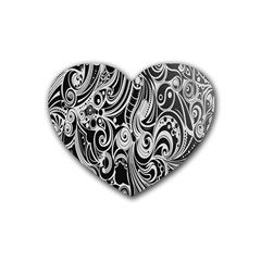 Black White Shape Rubber Coaster (heart)  by Mariart