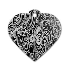 Black White Shape Dog Tag Heart (two Sides) by Mariart