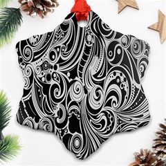 Black White Shape Snowflake Ornament (two Sides) by Mariart