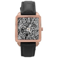 Black White Shape Rose Gold Leather Watch  by Mariart