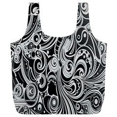 Black White Shape Full Print Recycle Bags (l)  by Mariart