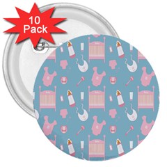 Baby Girl Accessories Pattern Pacifier 3  Buttons (10 Pack) 