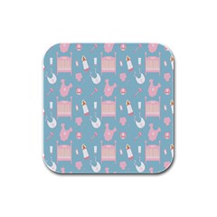 Baby Girl Accessories Pattern Pacifier Rubber Square Coaster (4 Pack) 