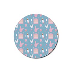 Baby Girl Accessories Pattern Pacifier Rubber Coaster (round)  by Mariart