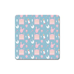 Baby Girl Accessories Pattern Pacifier Square Magnet by Mariart