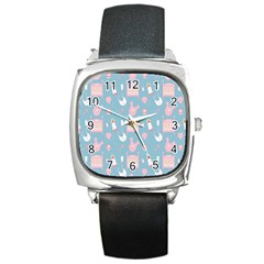 Baby Girl Accessories Pattern Pacifier Square Metal Watch by Mariart