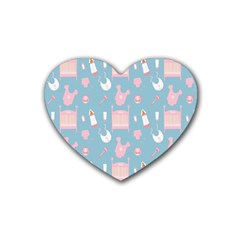 Baby Girl Accessories Pattern Pacifier Heart Coaster (4 Pack)  by Mariart