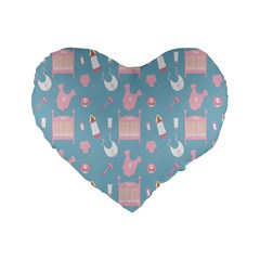 Baby Girl Accessories Pattern Pacifier Standard 16  Premium Flano Heart Shape Cushions by Mariart