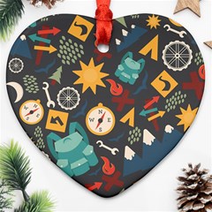 Compass Cypress Chair Arrow Wheel Star Mountain Ornament (heart)