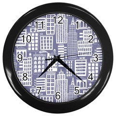 Building Citi Town Cityscape Wall Clocks (black) by Mariart