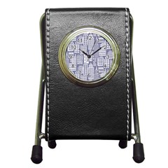 Building Citi Town Cityscape Pen Holder Desk Clocks by Mariart