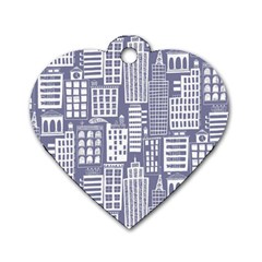 Building Citi Town Cityscape Dog Tag Heart (two Sides) by Mariart