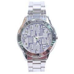 Building Citi Town Cityscape Stainless Steel Analogue Watch by Mariart