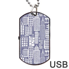 Building Citi Town Cityscape Dog Tag Usb Flash (two Sides) by Mariart