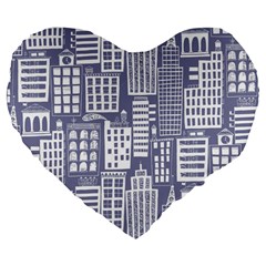 Building Citi Town Cityscape Large 19  Premium Flano Heart Shape Cushions by Mariart