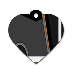 Flag Grey Orange Circle Polka Hole Space Dog Tag Heart (two Sides)