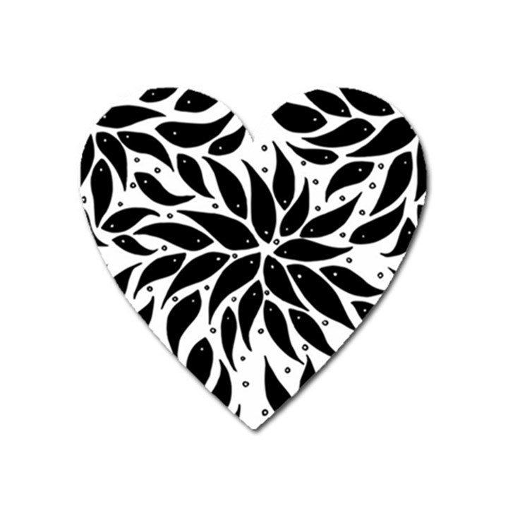 Flower Fish Black Swim Heart Magnet