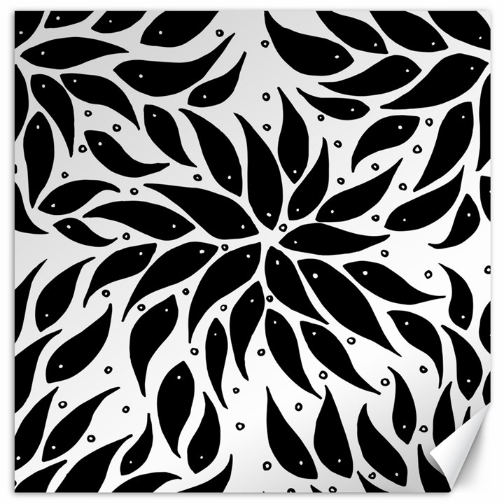 Flower Fish Black Swim Canvas 20  x 20  