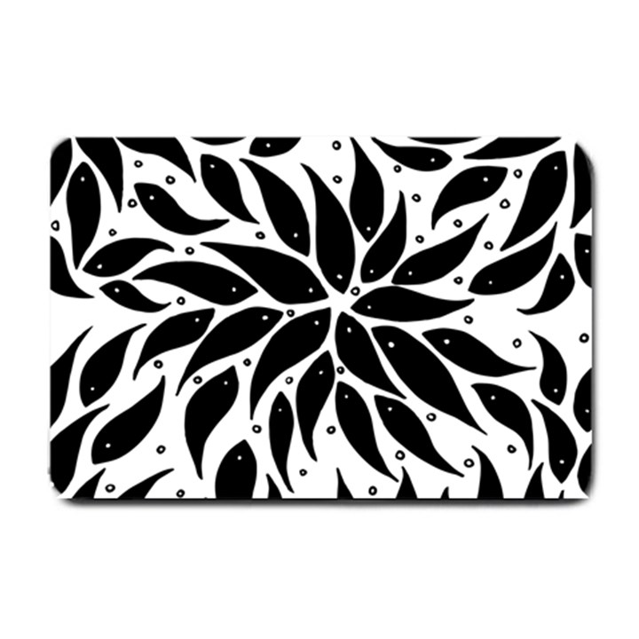 Flower Fish Black Swim Small Doormat 