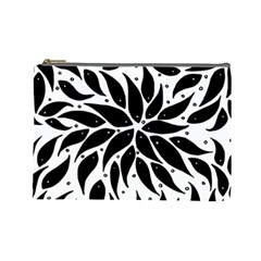 Flower Fish Black Swim Cosmetic Bag (large)  by Mariart